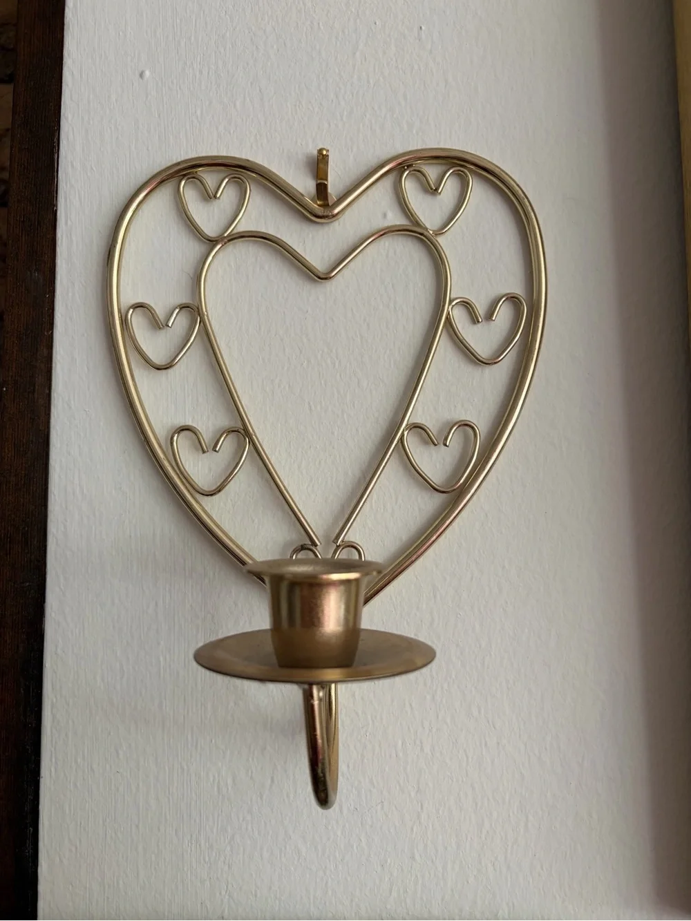 Gold heart candle holder